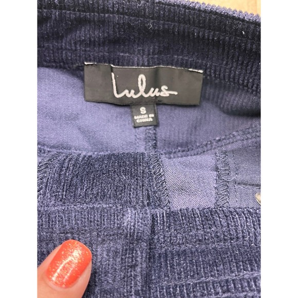 Lulus Skirt Womens Small Dark Blue Corduroy Mini Skirt A-Line with pockets - Picture 4 of 9